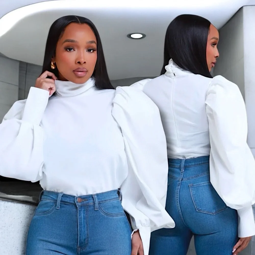 Swank A Posh “Jury’s Out Power Shoulder Top” - Picture 3 of 16